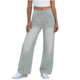 thumbnail image 3 of ThriftyPlait Women's Wide Leg Jeans Loose Fit High Waisted Dark Wash Relaxed Straight Denim Pants Vintage Baggy Trousers Everyday Casual Streetwear, 3 of 8