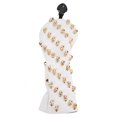 thumbnail image 1 of Cubiertas para cabeza de madera de Golf, diseño de remache de calavera blanca de PU, suministros suaves duraderos e impermeables, 1 of 8