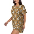 thumbnail image 2 of Kdxio Forest Animal Print Pajamas Sets for Women Short-Sleeved Pjs with Lounge Shorts Two Piece Sleepwear S-4XL, 2 of 5