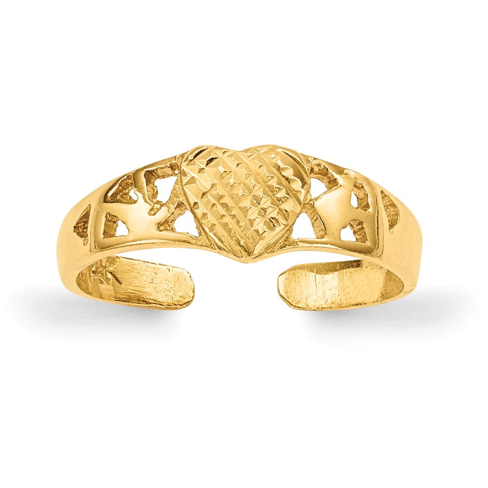 Mia Diamonds - 14K Yellow Gold Polished and Diamond-Cut Heart Toe Ring -  Walmart.com