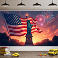 thumbnail image 5 of Statue of Liberty Banner American Flag Patriotic Design Celebration Backdrop for Independence Day Party Event Decoration, 5 of 8