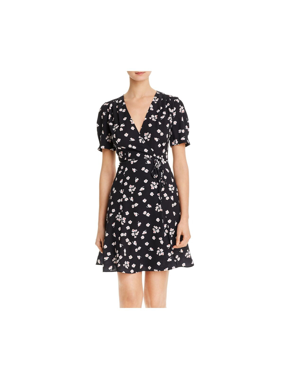 French Connection Womens Attela Pleated Floral Wrap Dress Navy 2 -  Walmart.com