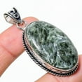 thumbnail image 2 of Natural Seraphinite Gemstone Handmade 925 Sterling Silver Pendant 2.21", 2 of 2