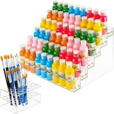 6-Tier Acrylic Paint Storage Box, 24-Slot Paint Brush Holder for Storing 2 Oz Paint Bottles, Paint Tubes