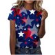 thumbnail image 2 of Fiudx Ofertas Flash Del Día Moda Mujer Casual Cuello Redondo Impresión Blusa Manga Corta Camiseta Verano Tops, 2 of 4