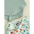 thumbnail image 6 of Newborn Baby Girl Daddy Clothes Set Daddy's Girl Ribbed Short Sleeve Romper Floral Shorts 3Pcs Summer Outfits, 6 of 7