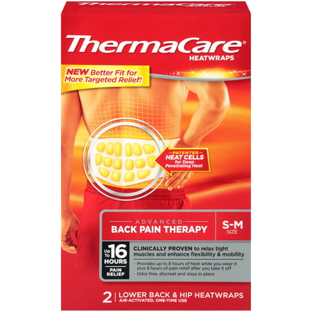 ThermaCare Advanced Back Pain Therapy (2 Count, S-M Size) Heatwraps, Up to 16 Hours Pain Relief, Lower Back, Hip Use, Temporary Relief of Muscular, Joint