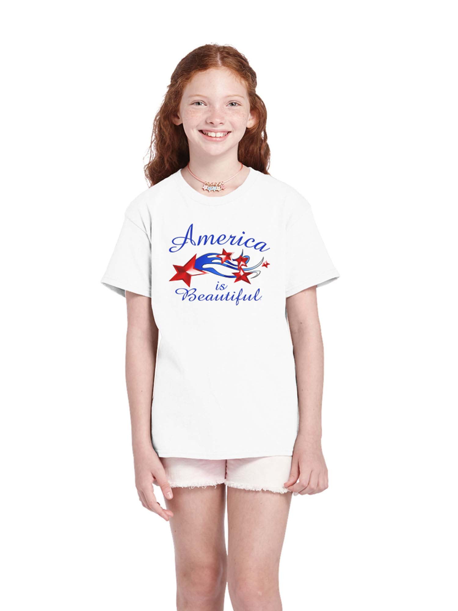 Shooting Stars Girl’s Youth Abstract American Flag Graphic Tee by ...