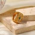 thumbnail image 5 of Womens Ring 18K Gold Plated Inlaid Zircon Ring Square Plate Stainless Steel Ring Jewelry Gift Her Fashion Ring, 5 of 7