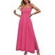 thumbnail image 1 of Vestido largo con lunares y fruncido, vestido largo con abertura lateral y lazo en el hombro de color puro, vestido largo con abertura lateral para cumpleaños, 1 of 6
