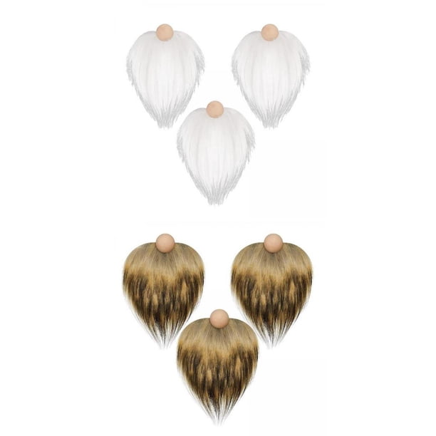 6 bolas de madera sin terminar de barbas de gnomo precortadas hechas a mano, suministros para manualidades. Blanco y Marrón