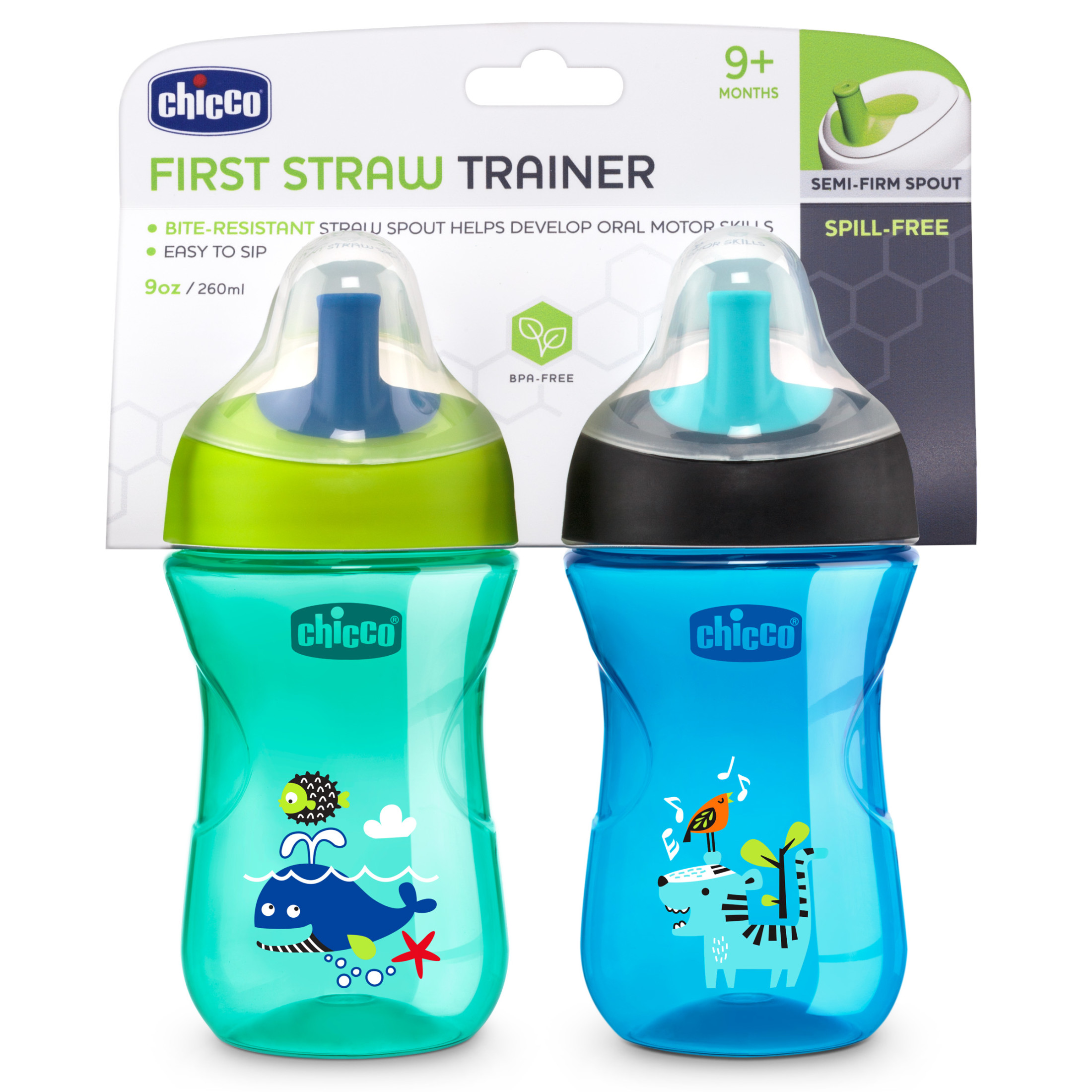 Chicco Sport Spout Trainer Sippy Cup Teal/Blue 9m+ 9oz (2pk) - image 2 of 9