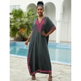 thumbnail image 2 of Beach Kaftan Dresses for Women Plus Size Caftan Loungewear Mexican Embroidered Dress Long Beach Tunic Summer Elegant Vacation Outfit Long Sleeve Robe, 2 of 11