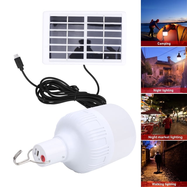 Lampara Bombilla Led 50w Recargable Solar, Lampara Solar Recargable Usb para Exteriores con Panel Ideal para Camping y Senderismo