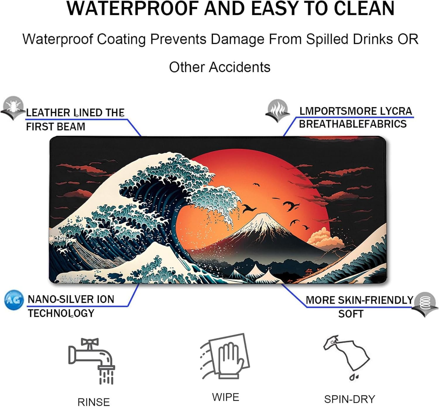 Big Mouse Pad, Upgrade Durable 31.5"x15.7" Larger Extended Mouse Pad for Gamer with Stitched Edges, Waterproof Non-Slip Base Long XXL Large Mousepad for Home Office Gaming Work, Full Moon Pattern
