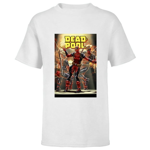 Marvel Deadpool Dashingly Dancing Deadpool Comic Cover Art - Short Sleeve T-Shirt for Kids - Customized-White