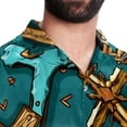 thumbnail image 5 of Easter Cross Men's Printed Casual Button Down Short Sleeve Beach Shirts, 5 of 6