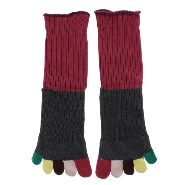 Calcetines Hasta La Mitad De La Pantorrilla Calcetines De Algodón Cálidos Para Hombres Y Mujeres Rojo Vino Sunnimix Calcetines Five Fingers