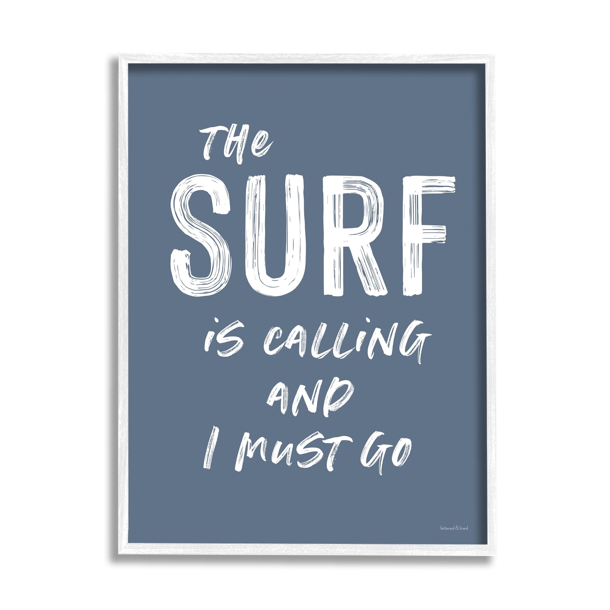 Stupell Industries Surf is Calling I Must Go Nautical Phrase Graphic Art White Framed Art Print Wall Art, 11x14, by Lettered and Lined