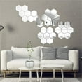 thumbnail image 4 of Hexagon Mirror Wall Stickers 12-Pack, 4.6" Acrylic Adhesive Tiles, Diy Geometric Backsplash for Bedroom, Living-Room, Dresser, Renters Friendly, No Drill, Multi-Angle Light , 12Pcs Wall Stickers, 4 of 8