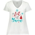 thumbnail image 3 of Inktastic Let It Snow, Snowflakes, Christmas - Red Blue Gray Women's Plus Size V-Neck T-Shirt, 3 of 5