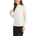 thumbnail image 4 of BLUSA DE CHIFFON CON CUELLO ALTO INSPIRADA EN CHIC OTOÑO INVIERNO PARA MUJERES, CAMISA DE MANGA LARGA DE NEGOCIOS CASUAL L BLANCA, 4 of 6