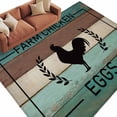 thumbnail image 3 of 6x9 Washable Area Rug, Chicken Eggs Non-Slip Large Rectangle Rug for Living Room Dining Room, Farmhouse Animal Teal Green Wood Grain Indoor Floor Mat for Home Decor, 3 of 9