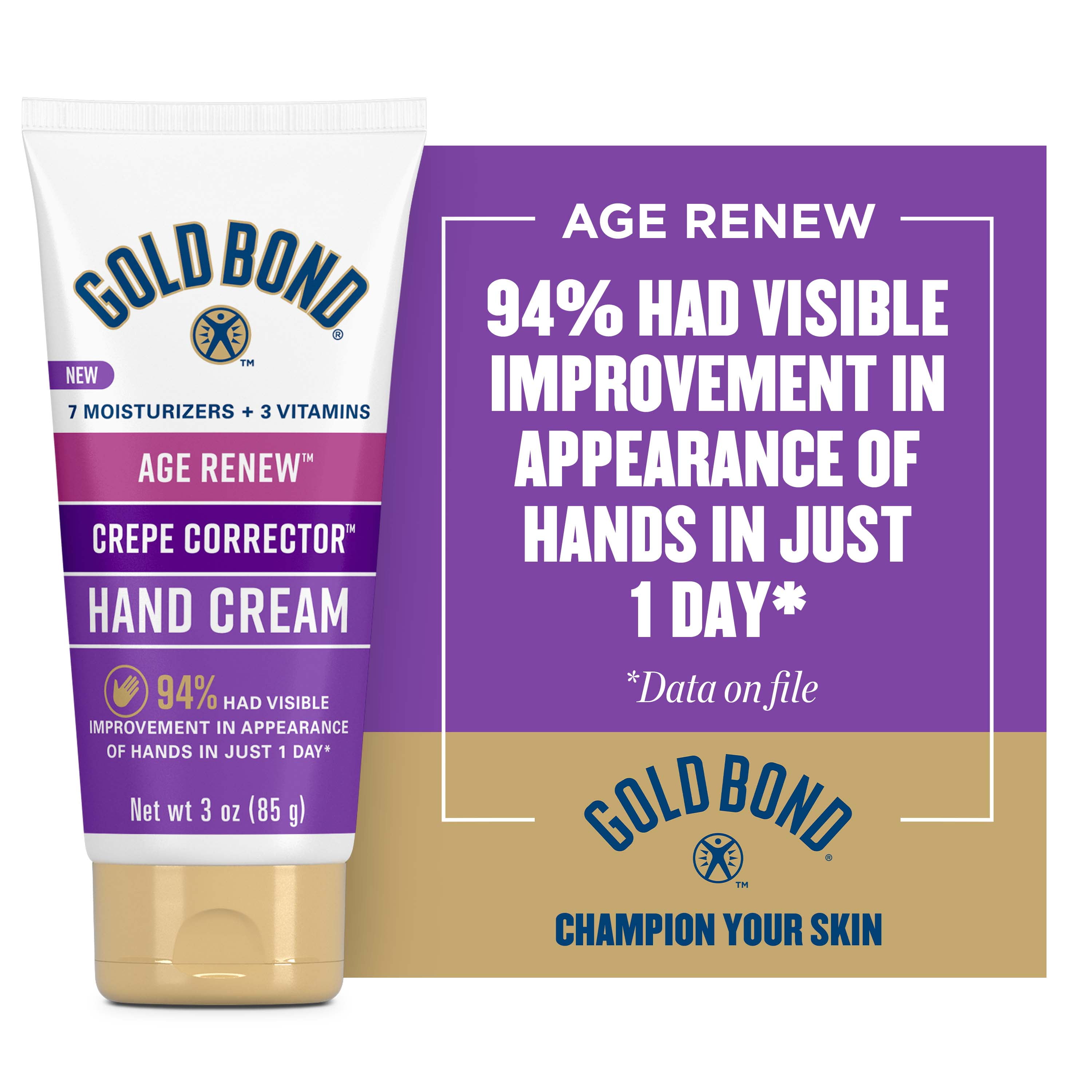 Gold Bond Age Renew Crepe Corrector Hand Cream, Replenishing & Smoothing Formula, 3 oz.