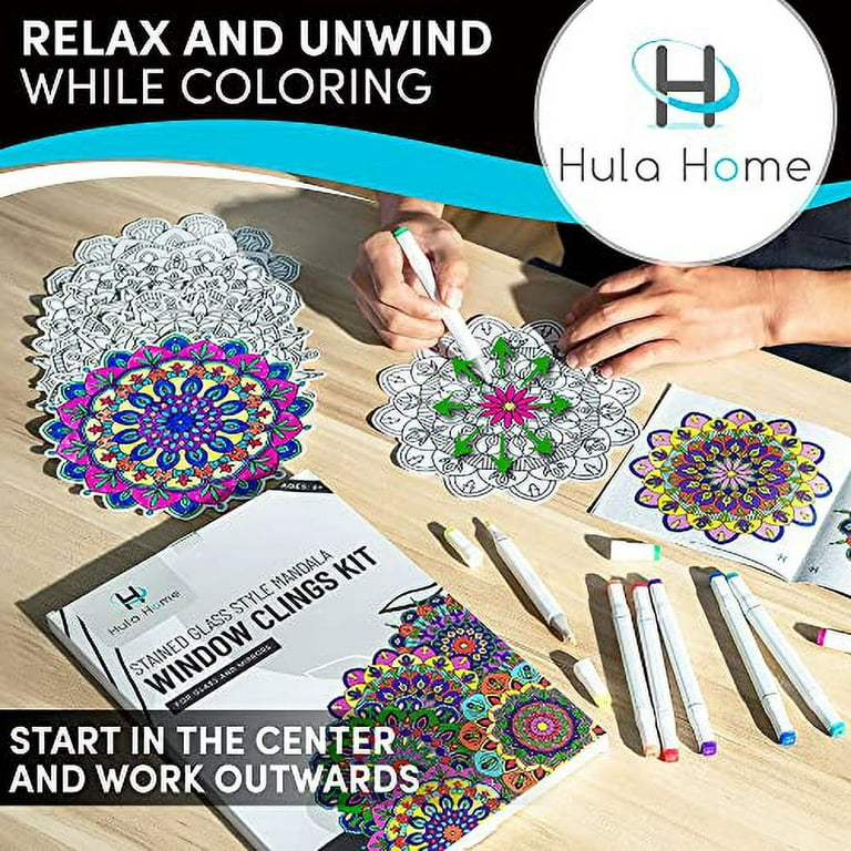 Color Your Own Stained Glass Mandala Window Clings and Markers