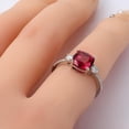 thumbnail image 2 of Lab Grown Ruby Cushion Three Stone Ring, 2 of 9