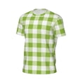 thumbnail image 6 of Wukai White Green Plaid Print Men's Short-Sleeved Mesh T-Shirt,Quick-Dry Short Sleeve Workout T-Shirt-X-Small, 6 of 8