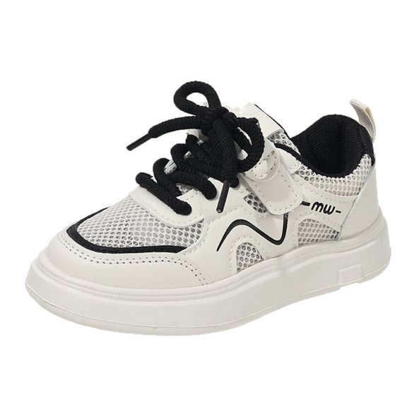 LTTVQM Sneakers for Girls Boys Lace-Up Mesh Chunky Platform Breathable Running Walking Shoes Comfortable Soft Casual School Athletic Footwear Black 9 Toddler