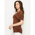 thumbnail image 5 of Made by Johnny V Neck Short Sleeve Dolman Top with Side Shirring XS RUST, 5 of 6
