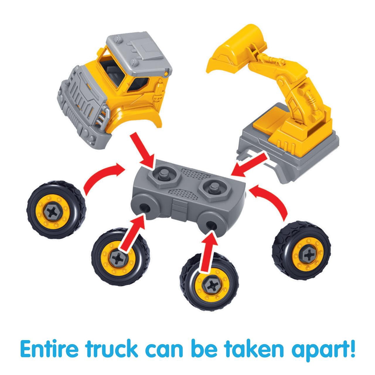 Kidoozie Tool Time Truck Set – Build & Take Apart Toy Vehicles with 2 Screwdrivers – Ages 3 Years+