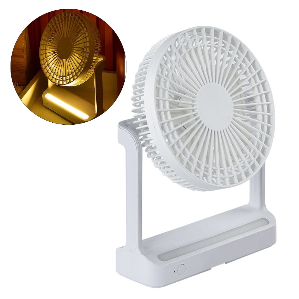 USB Rechargeable Portable Electric Fan Air Cooler with Light Desktop Ventilator