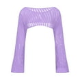 thumbnail image 5 of Ounisa Women Hollow Out Sweater Crop Flounce Off See Through Crochet Top Trumpet Long Sleeve Knit Top, 5 of 5