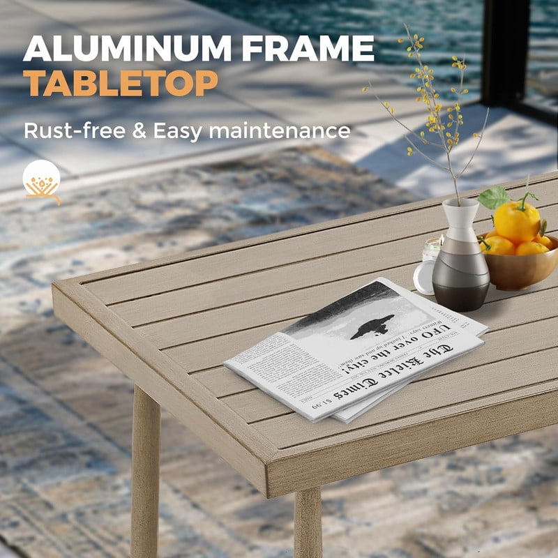 4-Piece Aluminum Patio Furniture Set, Rustproof Outdoor Conversation Set with Loveseat, Armchairs and Coffee Table