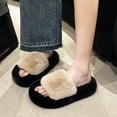 thumbnail image 4 of Women's Fuzzy Open-Toe House Slippers with Memory Foam - Plush Cozy Cute Slipper Indoor/Outdoor Soft Slip On Slides Gifts for Women Mom Her Ladies, 4 of 10
