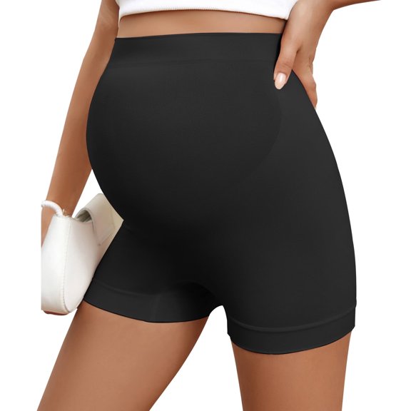 Athlemo Maternity Yoga Shorts Over The Belly High Waisted Workout Gym Shorts