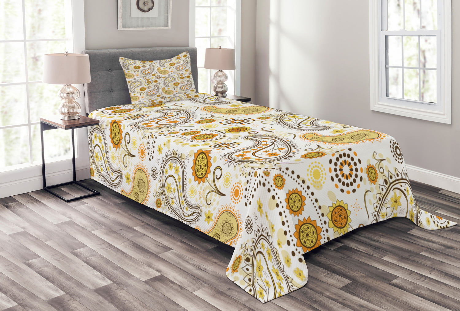 Handmade Cotton Sunflower Tapestry Throw Bedspread Tablecloth King Lemon Yellow 