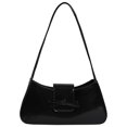 thumbnail image 1 of Bolso de hombro Amszke Y2K de cuero negro moderno con detalle de lazo, 1 of 7