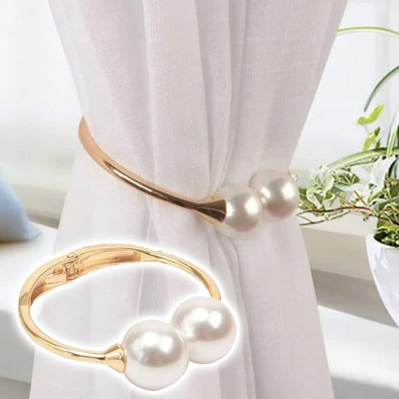 Clearance Sale!Pearl White Curtain Tiebacks Pearl Beaded Curtain Tiebacks For Home Drapery Decorative Window Tie Backs Curtains Holders 1Pc,Gold Fixed Clip