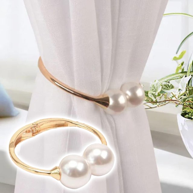 Embrasses de Rideaux Blanc Perle Embrasses de Rideaux Perlées pour Maison Draperies Décoratives Embrasses de Fenêtre Supports de Rideaux 1 Pce