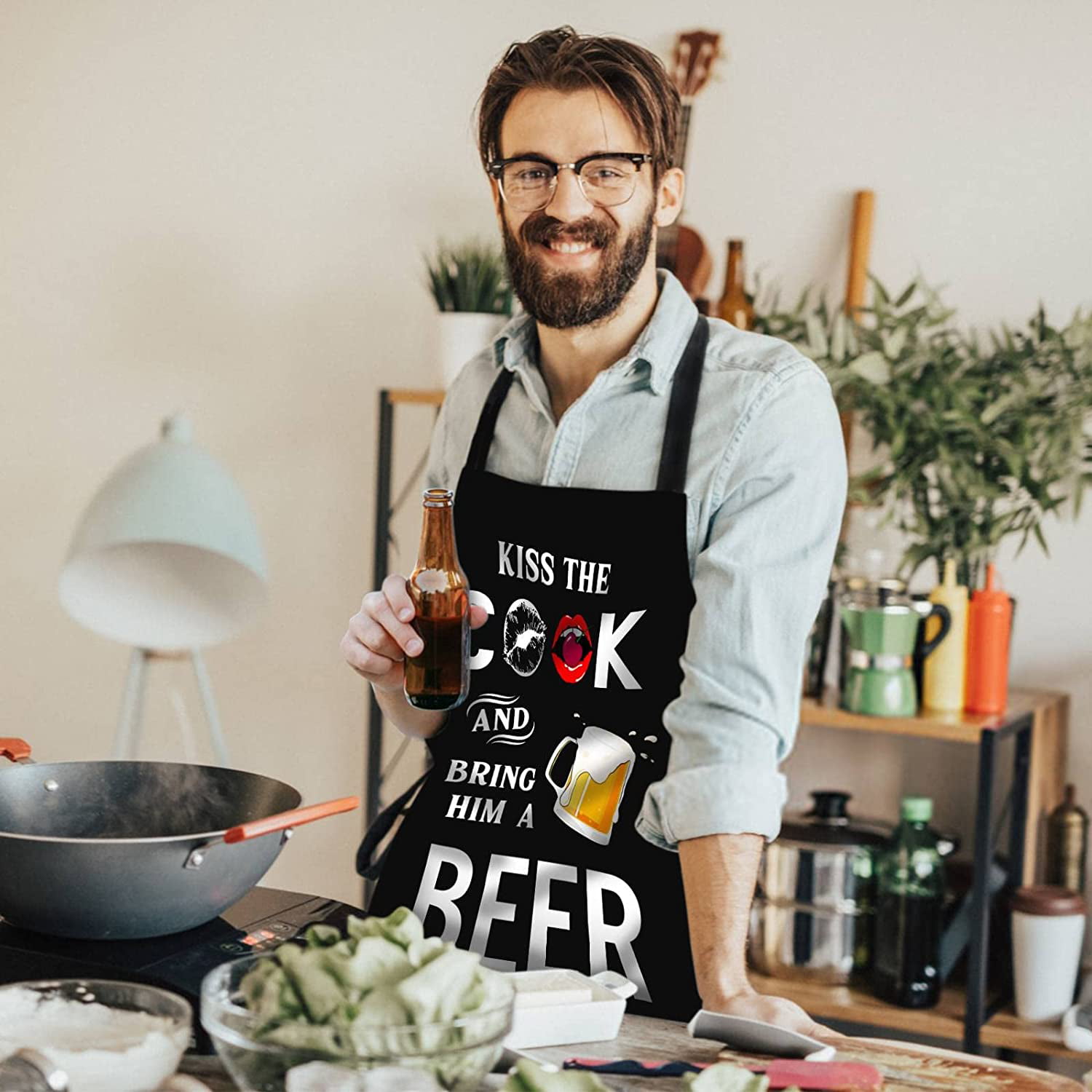 Miracu Funny Apron for Men, Women - Funny Dad Gifts, Gifts for Dad -  Valentines Day, Birthday, Grilling Gifts for Men, Boyfriend Husband Brother  Mom 