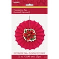 thumbnail image 2 of 12 Holly Poinsettia Holiday Paper Fan Decoration, 2 of 2