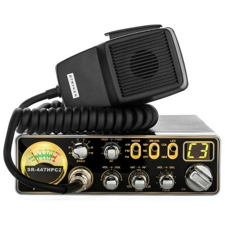 Stryker Compact 10m Radio 1-Channel RF Power Control CB Radio with 10m Radio, Black & Blue, SR-447HPC2