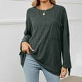 thumbnail image 4 of RYDCOT Winter Sweaters for Women 2023 Women's Winter Casual Solid Round Neck Long Sleeves Knitted Pits Loose Sweater Tops Clearance, 4 of 7