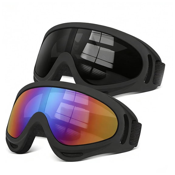 Dirt Bike Goggles, 2-Pack Motorcycle & ATV Goggles with Anti-Impact Lens & 2 Face Mask