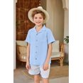 thumbnail image 6 of Arshiner Boys Short Sleeve Button Down Shirt Texture Summer Beach Vacation Shirt 11-12 Years, 6 of 8