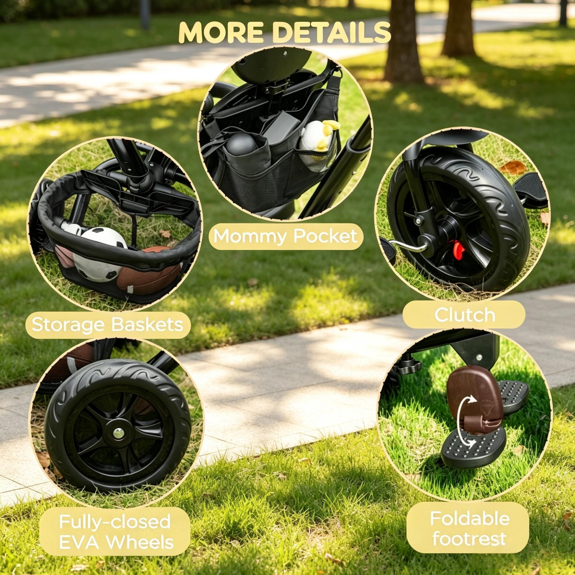 5-in-1 Kids Tricycle with Push Handle and Canopy for Ages 1-5